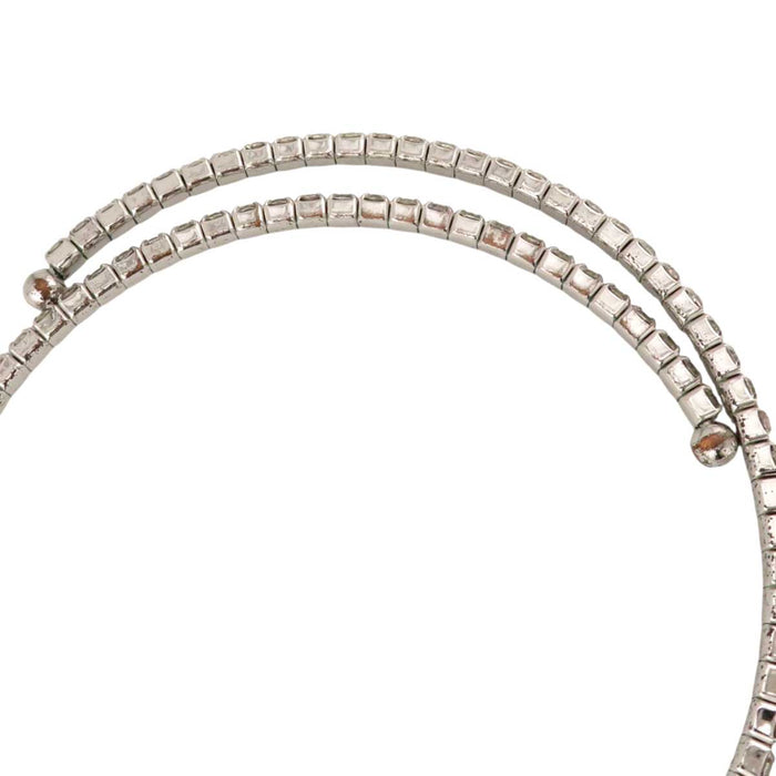 MIUMIU 
Rhinestone Silver Color Metal 
Logo Stone Choker