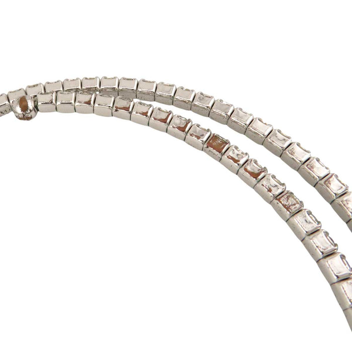 MIUMIU 
Rhinestone Silver Color Metal 
Logo Stone Choker