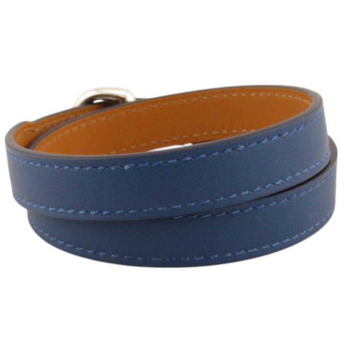 HERMES 
K刻印 25年製 ドゥブルトゥール シルバーカラーメタル 
トレンチ レザー ブレスレット