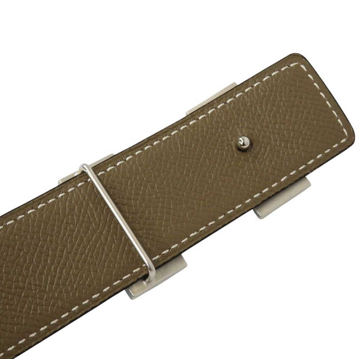 HERMES 
□R incisione logo metallo placcato argento 
fibbia H reversibile cintura in pelle 32MM