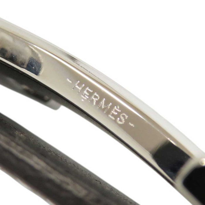 HERMES 
□R incisione logo metallo placcato argento 
fibbia H reversibile cintura in pelle 32MM