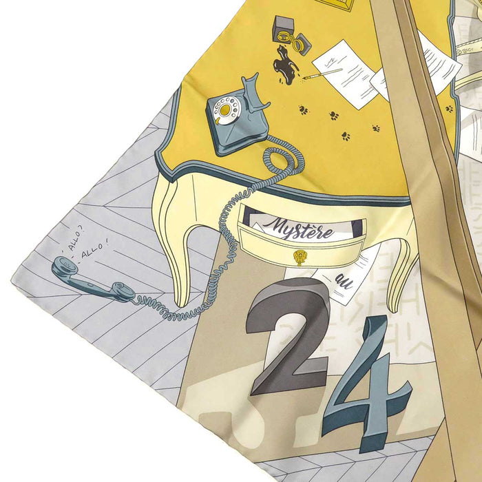 HERMES 
Soie grand format Exlibris logo cheval animal 
Carré 90 MYSTERE AU 24 Écharpe du mystère du 24ème numéro