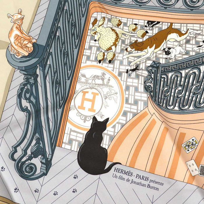 HERMES 
Soie grand format Exlibris logo cheval animal 
Carré 90 MYSTERE AU 24 Écharpe du mystère du 24ème numéro