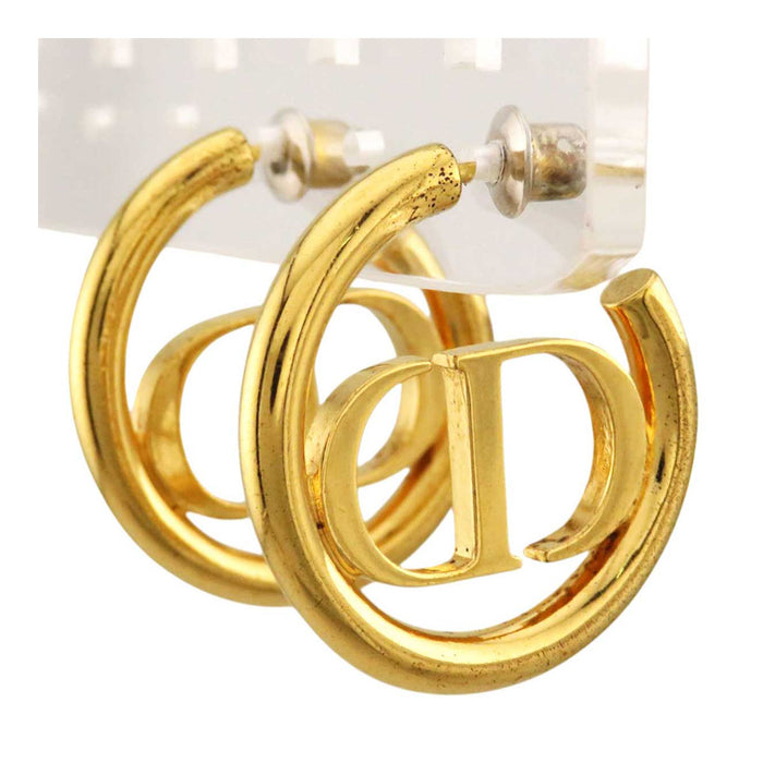 【美品】Dior モンテーニュ　cdフープピアス　ディオール　ゴールド　ピアス Dior CD ロゴ ゴールドカラーメタル 30 モンテーニュ フープ