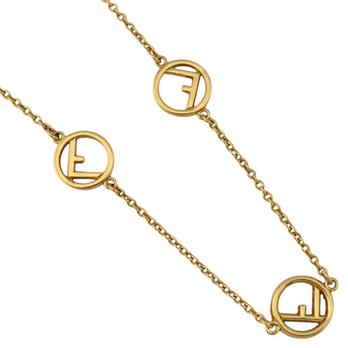 FENDI
Collier logo F en métal doré avec strass