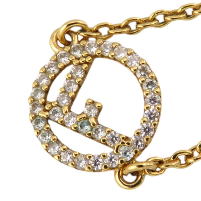 FENDI 
ラインストーン ゴールドカラーメタル 
エフ イズ ロゴ ネックレス