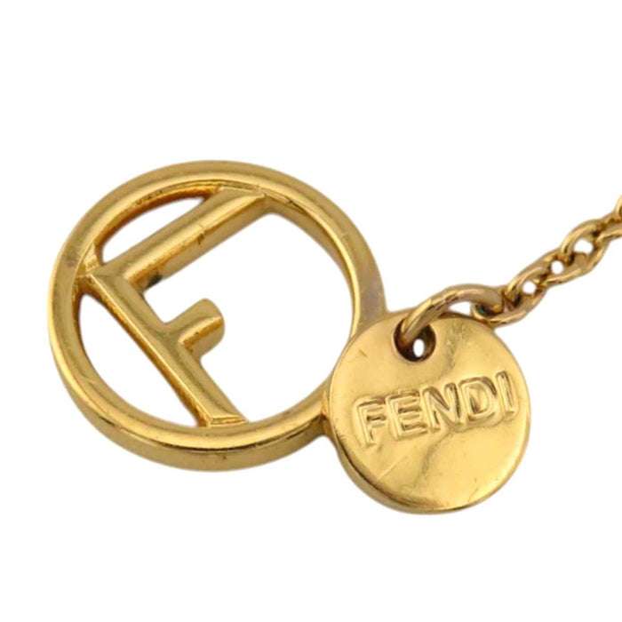 FENDI 
ラインストーン ゴールドカラーメタル 
エフ イズ ロゴ ネックレス