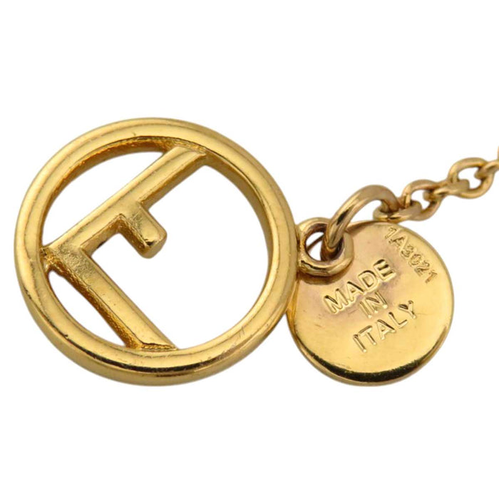 FENDI 
ラインストーン ゴールドカラーメタル 
エフ イズ ロゴ ネックレス