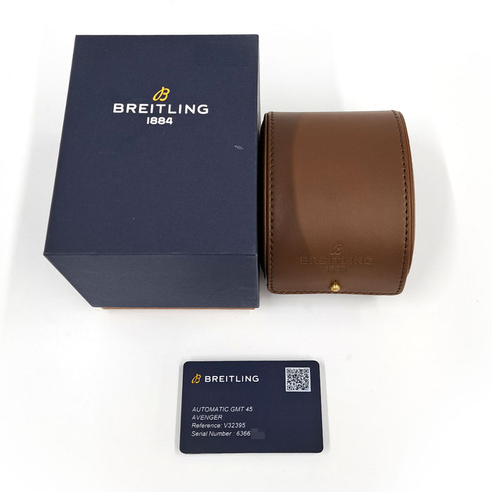 BREITLING 
Avenger Automatic GMT45 Night Mission 
With box and warranty card