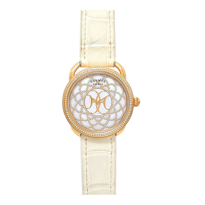 HERMES 
Orologio Arceau H decorato con diamanti sulla lunetta 
Con scatola e garanzia