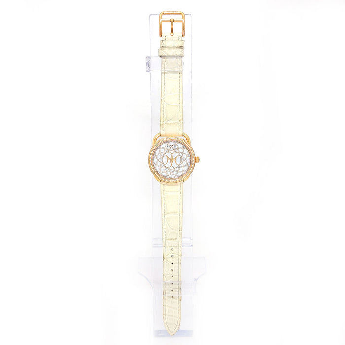 HERMES 
Orologio Arceau H decorato con diamanti sulla lunetta 
Con scatola e garanzia