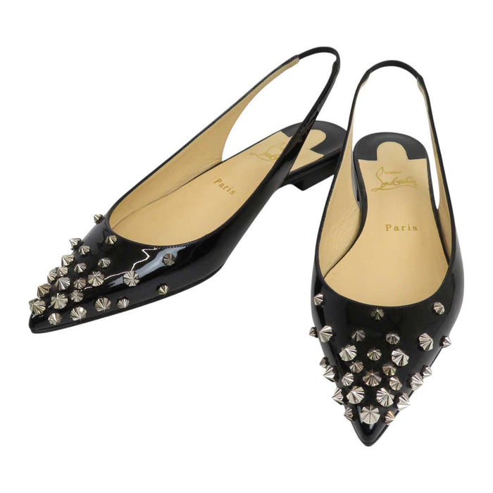 Christian Louboutin 
スタッズ スリング バック パテント 
DRAMA SLING スパイク フラット パンプス