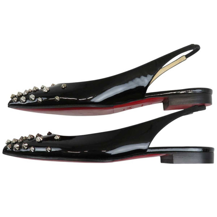 Christian Louboutin 
スタッズ スリング バック パテント 
DRAMA SLING スパイク フラット パンプス