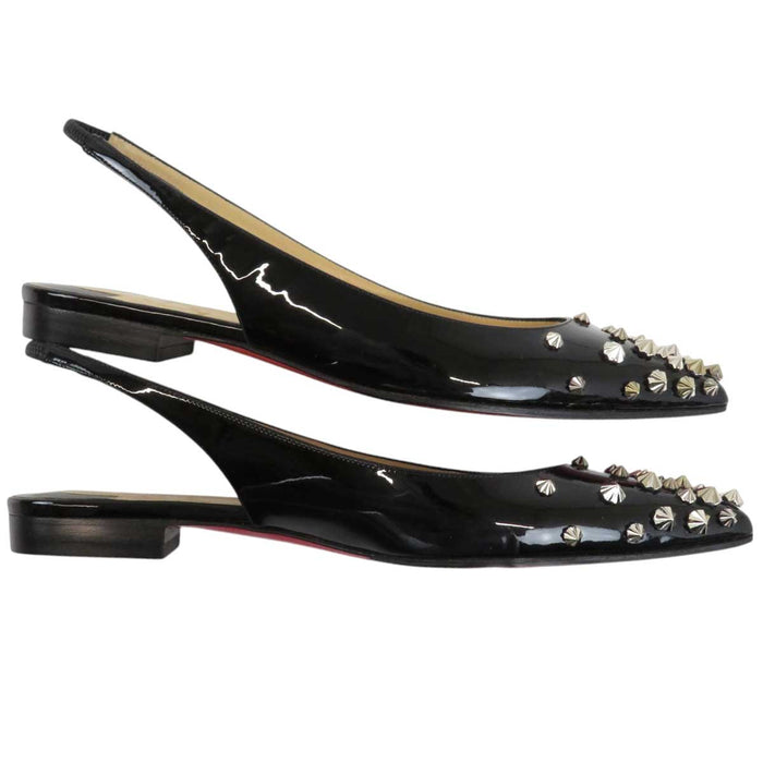 Christian Louboutin 
スタッズ スリング バック パテント 
DRAMA SLING スパイク フラット パンプス