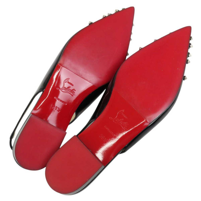 Christian Louboutin 
スタッズ スリング バック パテント 
DRAMA SLING スパイク フラット パンプス