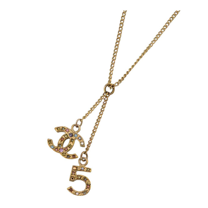 CHANEL 
06A COCO CC ラインストーン ゴールドカラーメタル 
ココマーク No.5 チェーンネックレス