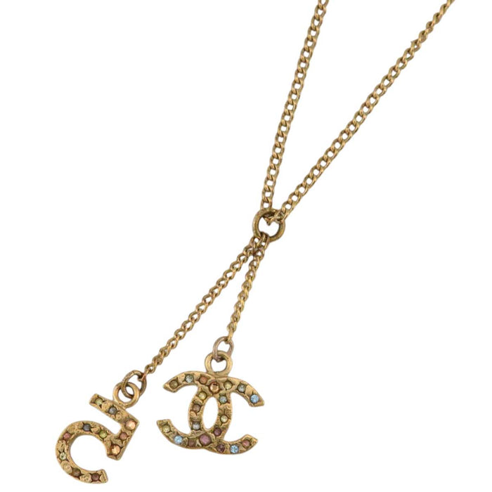 CHANEL 
06A COCO CC ラインストーン ゴールドカラーメタル 
ココマーク No.5 チェーンネックレス