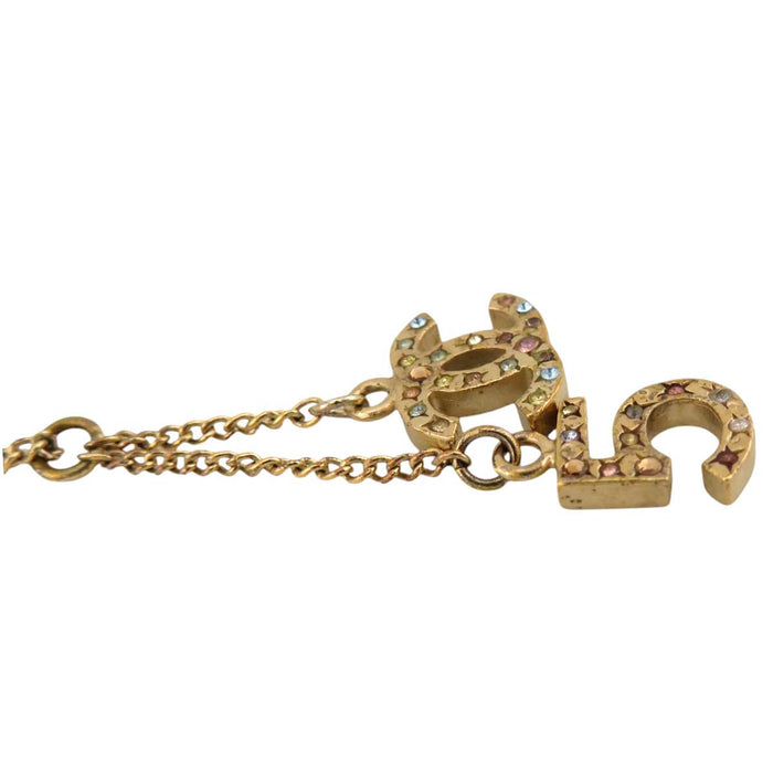 CHANEL 
06A COCO CC ラインストーン ゴールドカラーメタル 
ココマーク No.5 チェーンネックレス