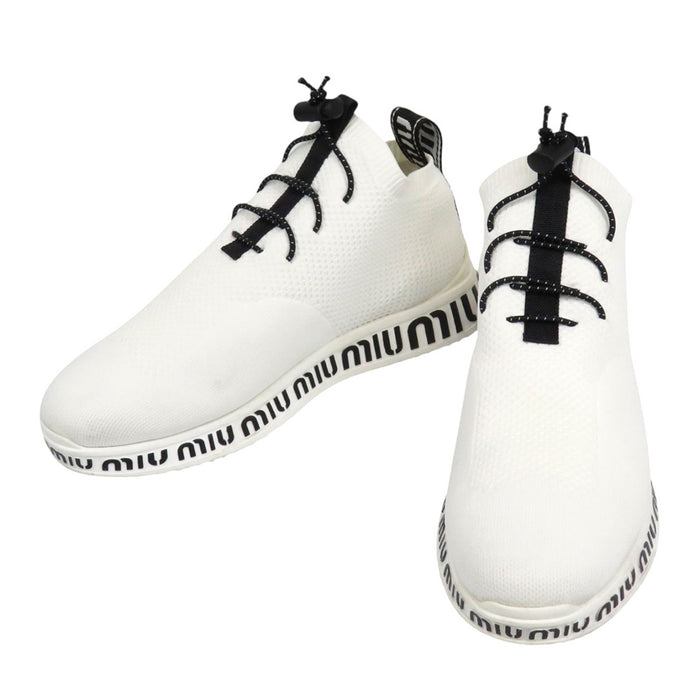 MIUMIU 
Logo High-Cut 
Knit Mesh Sneakers