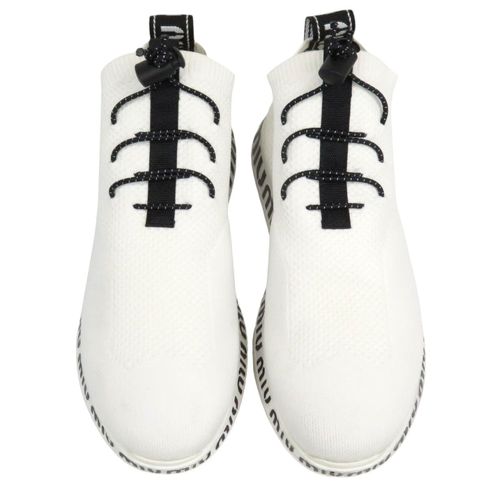 MIUMIU 
Logo High-Cut 
Knit Mesh Sneakers