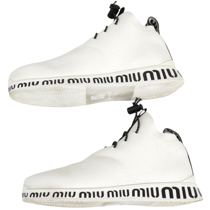 MIUMIU 
Logo High-Cut 
Knit Mesh Sneakers