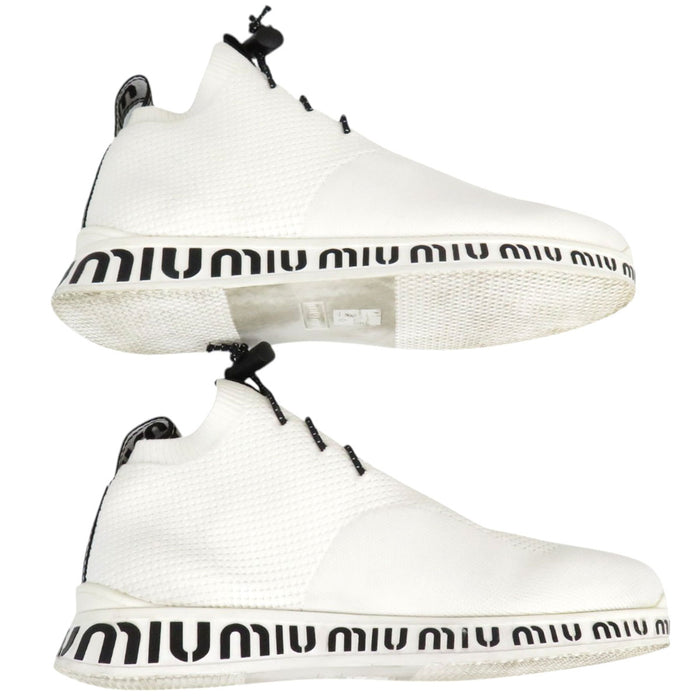 MIUMIU 
Logo High-Cut 
Knit Mesh Sneakers