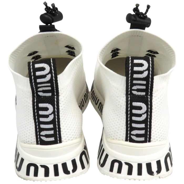 MIUMIU 
Logo High-Cut 
Knit Mesh Sneakers