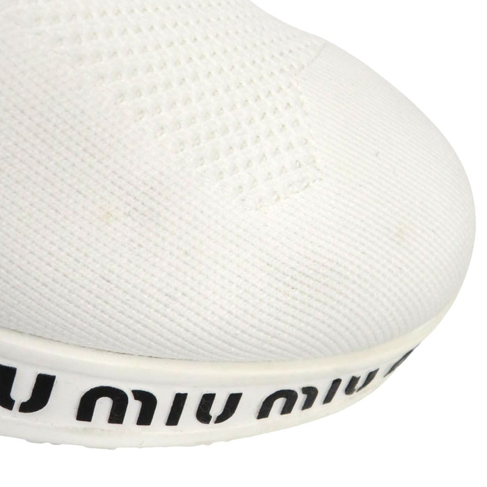 MIUMIU 
Logo High-Cut 
Knit Mesh Sneakers