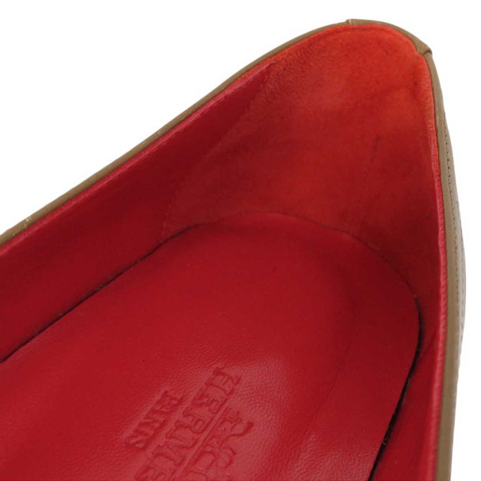 HERMES 
ラウンドトゥ レザー 
フラット パンプス