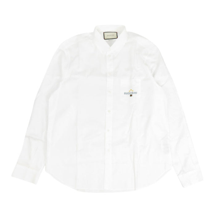 GUCCI 
logo ricamato 
camicia in cotone con ricamo GUCCIBAND