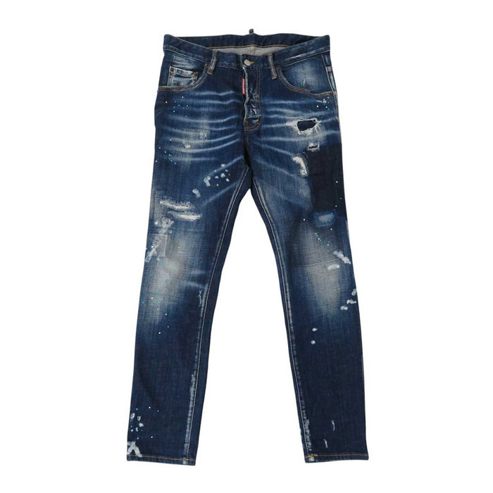 DSQUARED2 
DSQUARED2 TWINPHONY Rhinestone Paint Damage Processing 
Dark Tiffany Spots Wash Skater Jeans Pants