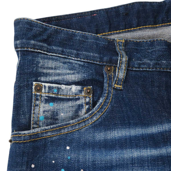 DSQUARED2 
DSQUARED2 TWINPHONY Rhinestone Paint Damage Processing 
Dark Tiffany Spots Wash Skater Jeans Pants