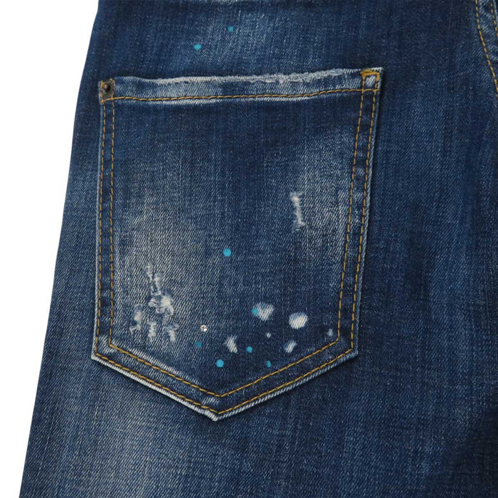 DSQUARED2 
DSQUARED2 TWINPHONY Rhinestone Paint Damage Processing 
Dark Tiffany Spots Wash Skater Jeans Pants
