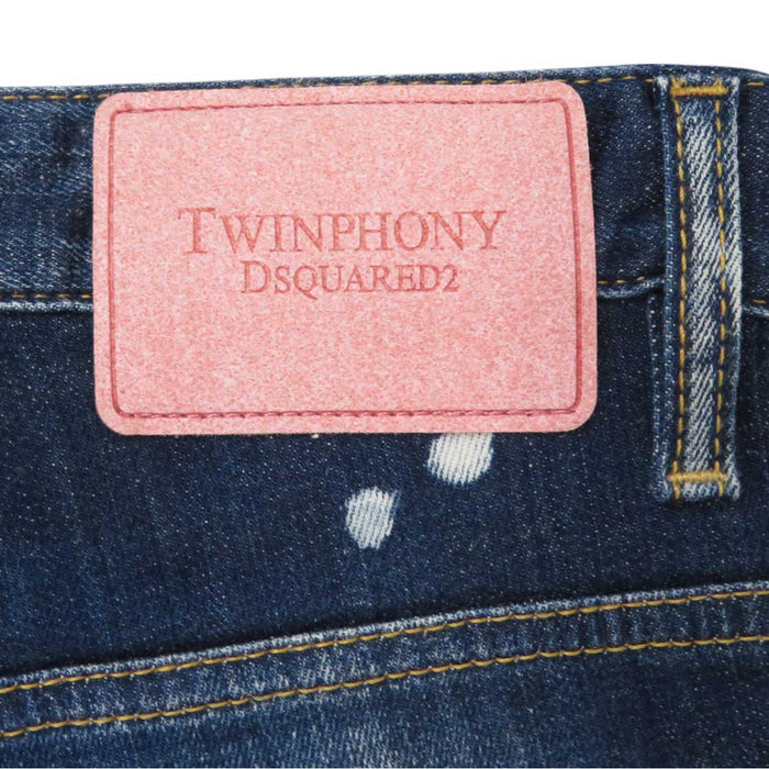 DSQUARED2 
DSQUARED2 TWINPHONY Rhinestone Paint Damage Processing 
Dark Tiffany Spots Wash Skater Jeans Pants