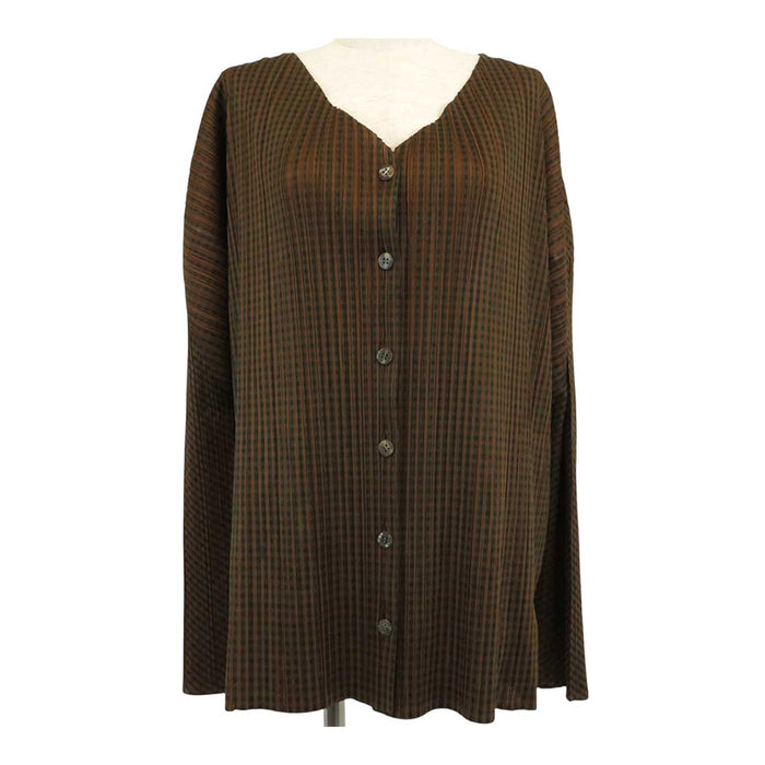 PLEATS PLEASE 
プリーツプリーズ イッセイミヤケ 
プリーツ チェック カーディガン