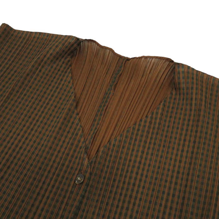 PLEATS PLEASE 
プリーツプリーズ イッセイミヤケ 
プリーツ チェック カーディガン