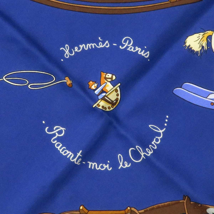 HERMES 
Soie Grand format 
Carré 90 Raconte-moi le Cheval お馬の話をして Foulard