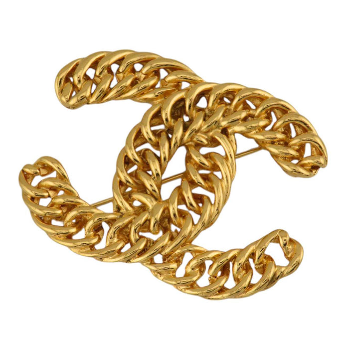 CHANEL 
COCO CC logo metallo color oro 1107 
vintage cocomark catena spilla