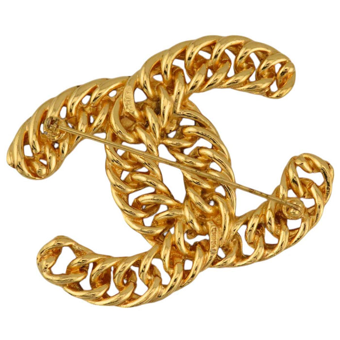 CHANEL 
COCO CC logo metallo color oro 1107 
vintage cocomark catena spilla