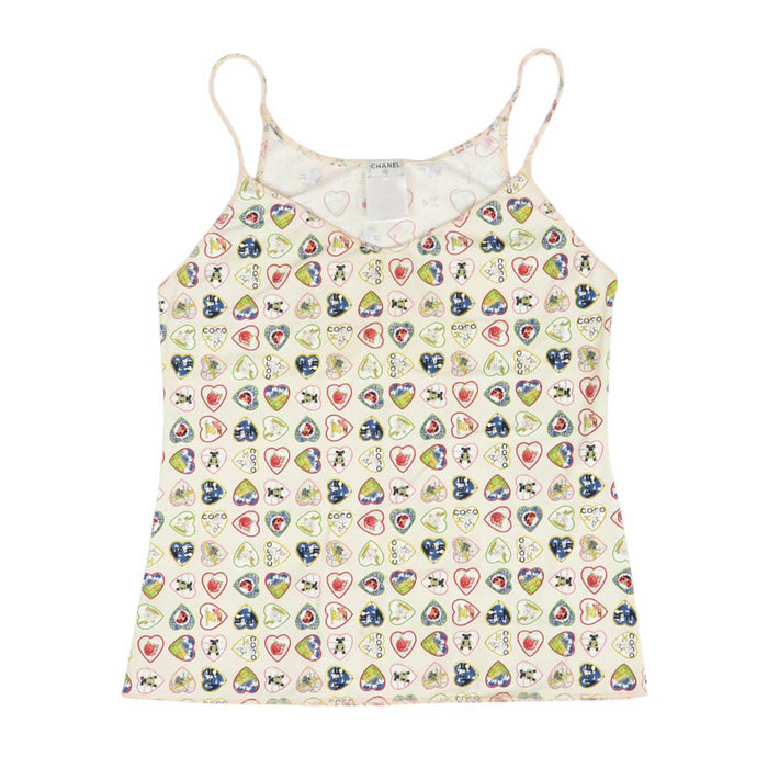 CHANEL 
06P COCO CC ロゴ アイコン ビスチェ ストレッチ 
ココマーク ハート 総柄 キャミソール