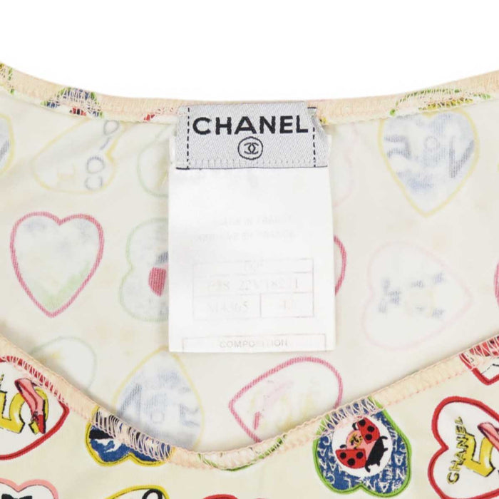 CHANEL 
06P COCO CC ロゴ アイコン ビスチェ ストレッチ 
ココマーク ハート 総柄 キャミソール