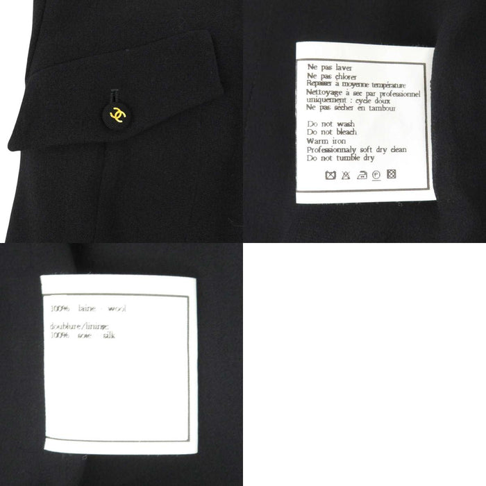 CHANEL 
95P ウール COCO CC ココボタン Vネック ショートスリーブ 
ココマーク ヴィンテージ ジップアップ ワンピース