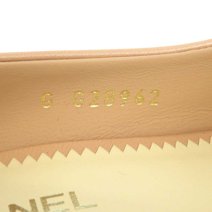 CHANEL 
COCO CC Logo High Heel Leather 
Coco Mark Open Toe Pumps