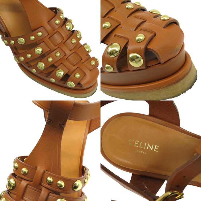 CELINE 
ロゴ レザー 厚底 
トリオンフ マノン ウェッジソール サンダル