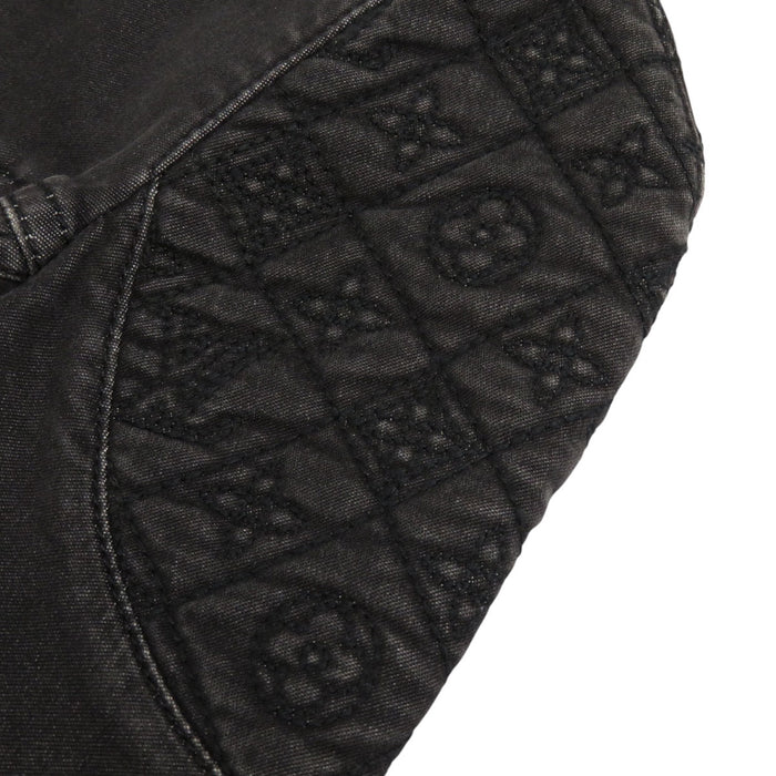 LOUIS VUITTON 
RW112W WSDR03DBC LV Logo Shoulder Patch 
Half Sleeve Cotton Denim Dress 
Monogram