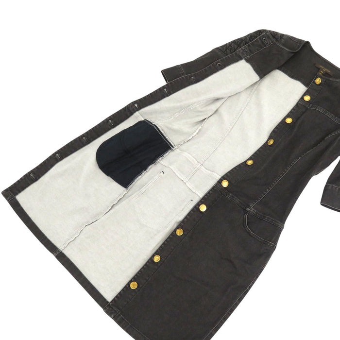 LOUIS VUITTON 
RW112W WSDR03DBC LV Logo Shoulder Patch 
Half Sleeve Cotton Denim Dress 
Monogram