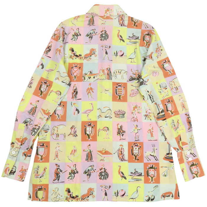 HERMES 
アニマル柄 
ロングスリーブ シルク シャツ