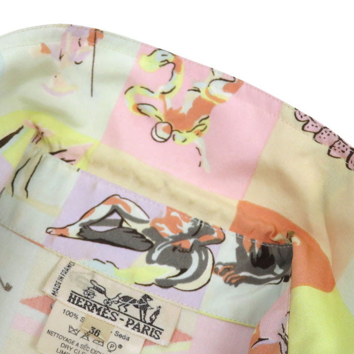 HERMES 
アニマル柄 
ロングスリーブ シルク シャツ