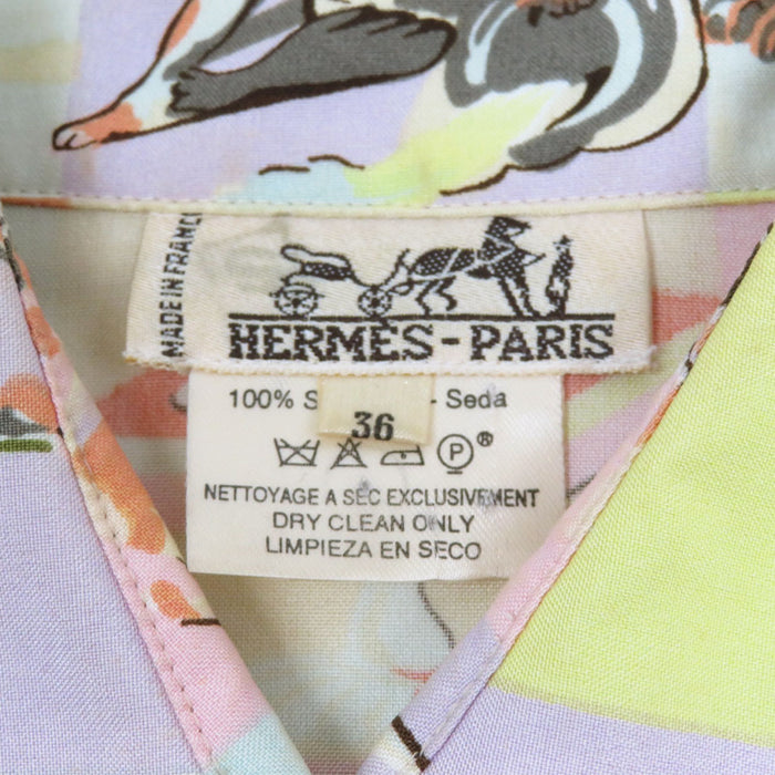 HERMES 
アニマル柄 
ロングスリーブ シルク シャツ