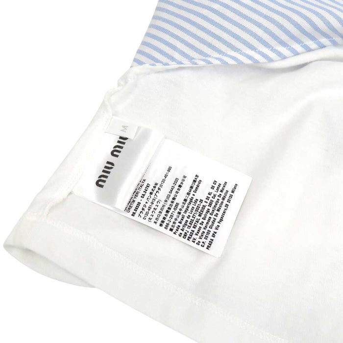 MIUMIU
Logo Stripe Cotton
Crystal Cropped Sleeve Switch T-shirt